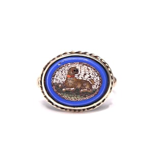 Victorian Micro Mosaic Dog Ring | 9k