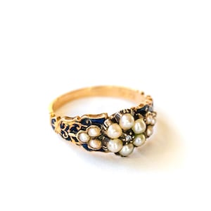 Georgian Pearl + Diamond Cluster Ring | 14k