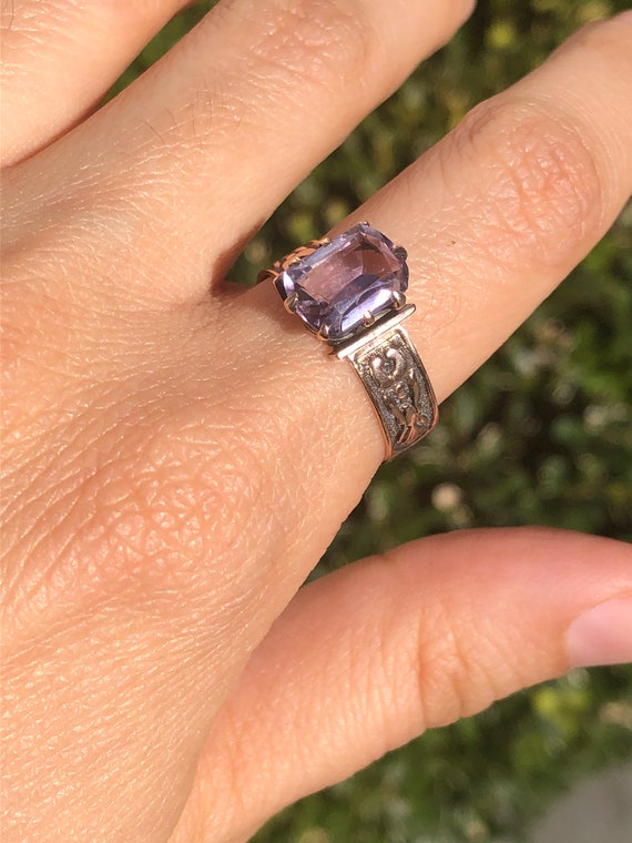 Late Victorian Etched Amethyst Band | 10k - image 4