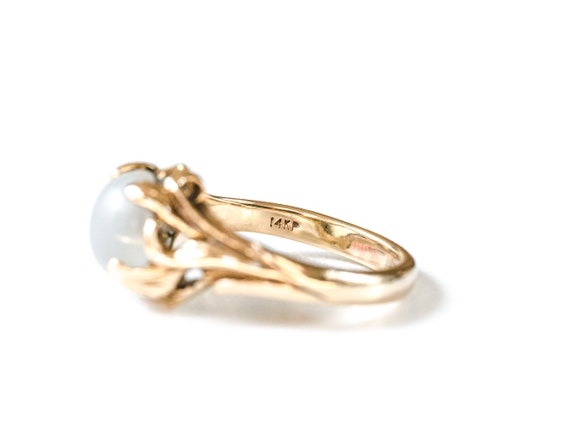 Art Nouveau Style Cat's Eye Moonstone Ring | 14KP - image 5