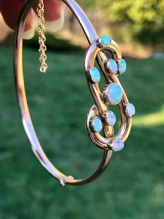 Art Nouveau Opal Infinity Knot Bracelet | 14K - image 2