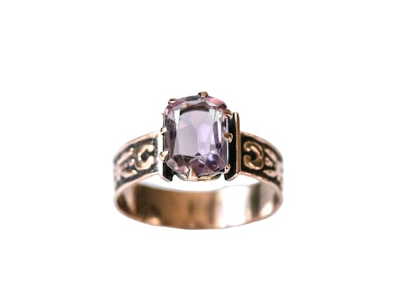 Late Victorian Etched Amethyst Band | 10k - image 2