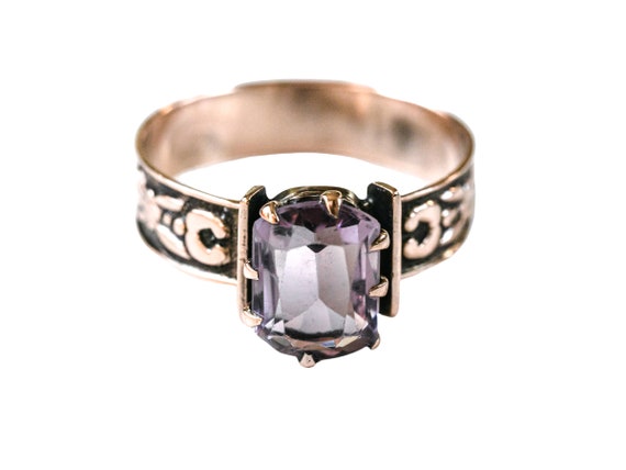 Late Victorian Etched Amethyst Band | 10k - image 3