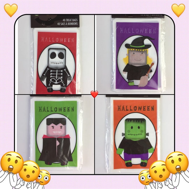 4 kind Halloween 160pcs Treat Bags Biscuit Candy Cookies Packing Bag Snack Pouch Wrappers Kids Party Supplies