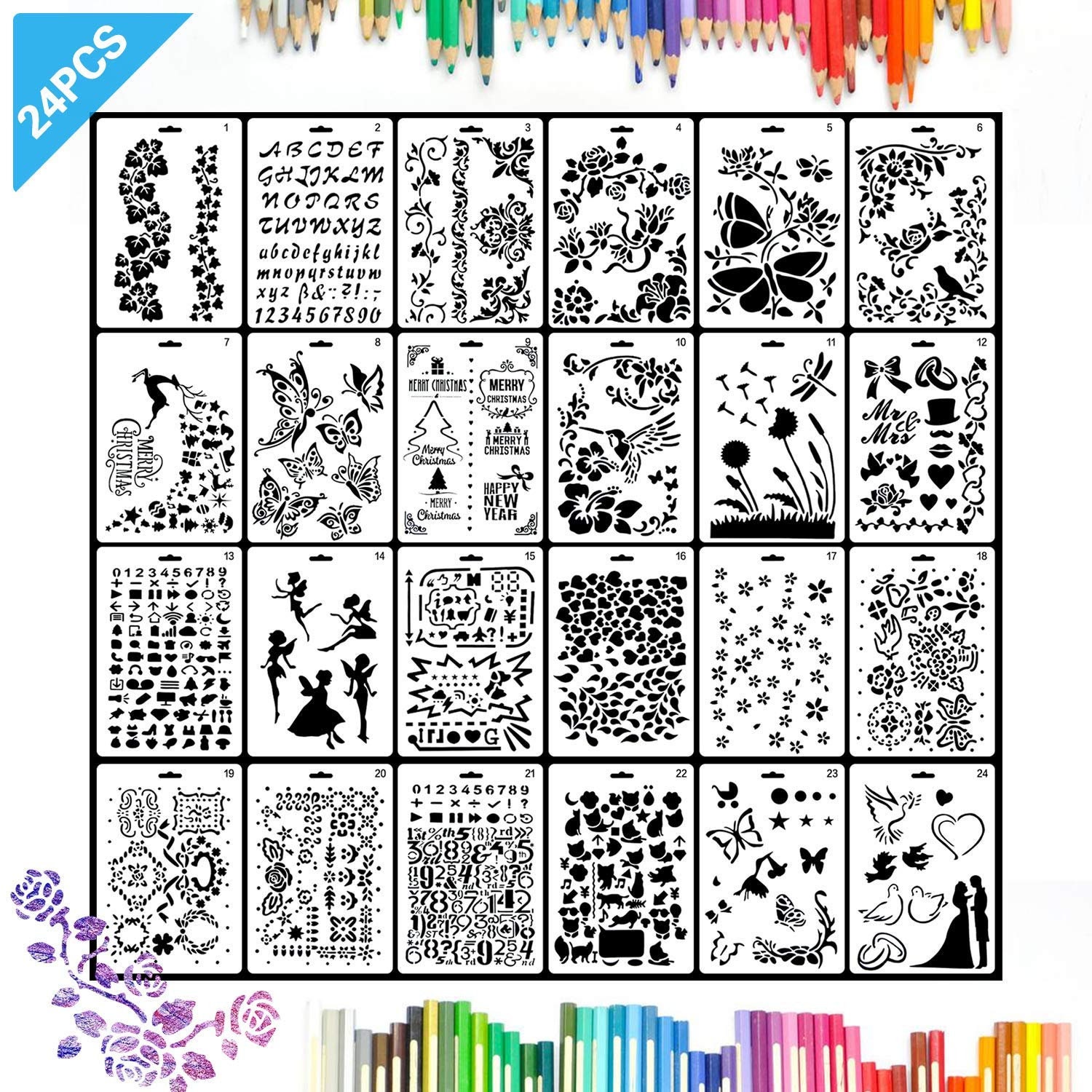 24PCS Drawing Painting Stencils Scale Template Sets Kids Craft | Etsy