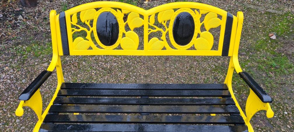 Vintage cast metal garden bench | Etsy