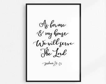 As for Me and My House We Will Serve the Lord Art Print | Christian Wall Decor | Bible Verse Home Decor