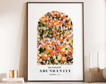 Blossom Abundantly, Minimal Christian Art, Christian Wall Art, Minimalist Christian Decor, Aesthetic Bible Verse, Modern Religious Decor