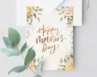 Happy Mothers Day Card, Floral Mothers Day Card, Card For Mum, Mothering Sunday Card UK