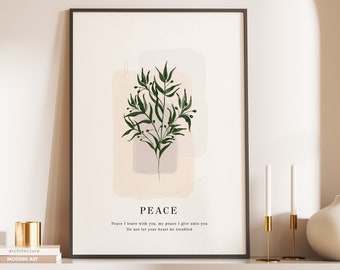 Peace Print, Bible Verse Scripture, Olive Leaf Art, Christian Art Print, Christian Wall Art, Scripture prints, Christian Gifts, Home decor