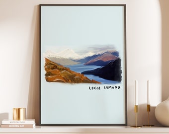 Loch Lomond Art Print, Scottish Highlands Landscape, Scottish Travel Poster, Adventure Gift Idea, Scottish Art Print