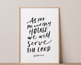 As For Me and My House We Will Serve The Lord, Joshua Bible Verse, Scripture Wall Quote, Christian home decor Gifts for Family