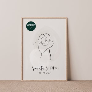 Personalised gift for couples hug cuddle line art anniversary gift present for her custom gift personalised gift for her wedding gift