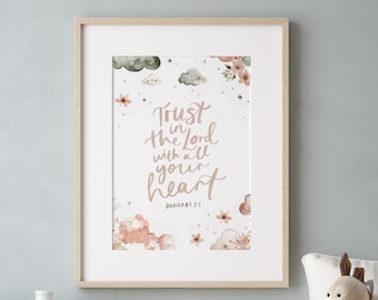 Bible Verse Print, Christian Nursery Print, New Baby Gift, Girls Bedroom Decor, Christian Wall Art, Nursery Wall Art, Scripture Prints, Kids
