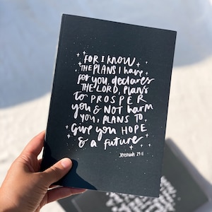 Jeremiah 29:11 Notebook, A5 Lined Notebook, Christian Stationery, Christian Notebook, Gift for Christian Men, Black Notebook