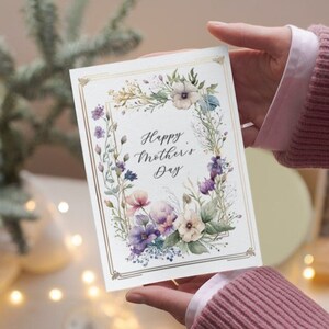 Happy Mothers Day Karte, Florale Muttertagskarte, Karte für Mama, Muttersonntagskarte UK, florale Rosen, Frühlings-Themenkarte