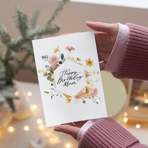 Alles Gute zum Geburtstag Mama, Mama Geburtstagskarte, Blumen Grußkarte, Mutter Geburtstagskarte, Karte für Mütter Geburtstag, Geburtstagskarte für Mama