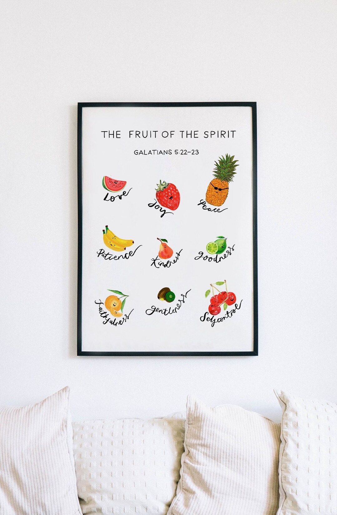 Fruit of the Spirit Wall Art, Kids Bible Verse Wall Art, Fun Bible ...