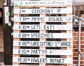 Wedding Programme Wooden Crate Personalised Rustic Order Of The Day Large Wedding Pallet Sign Wedding Sign Wooden sign