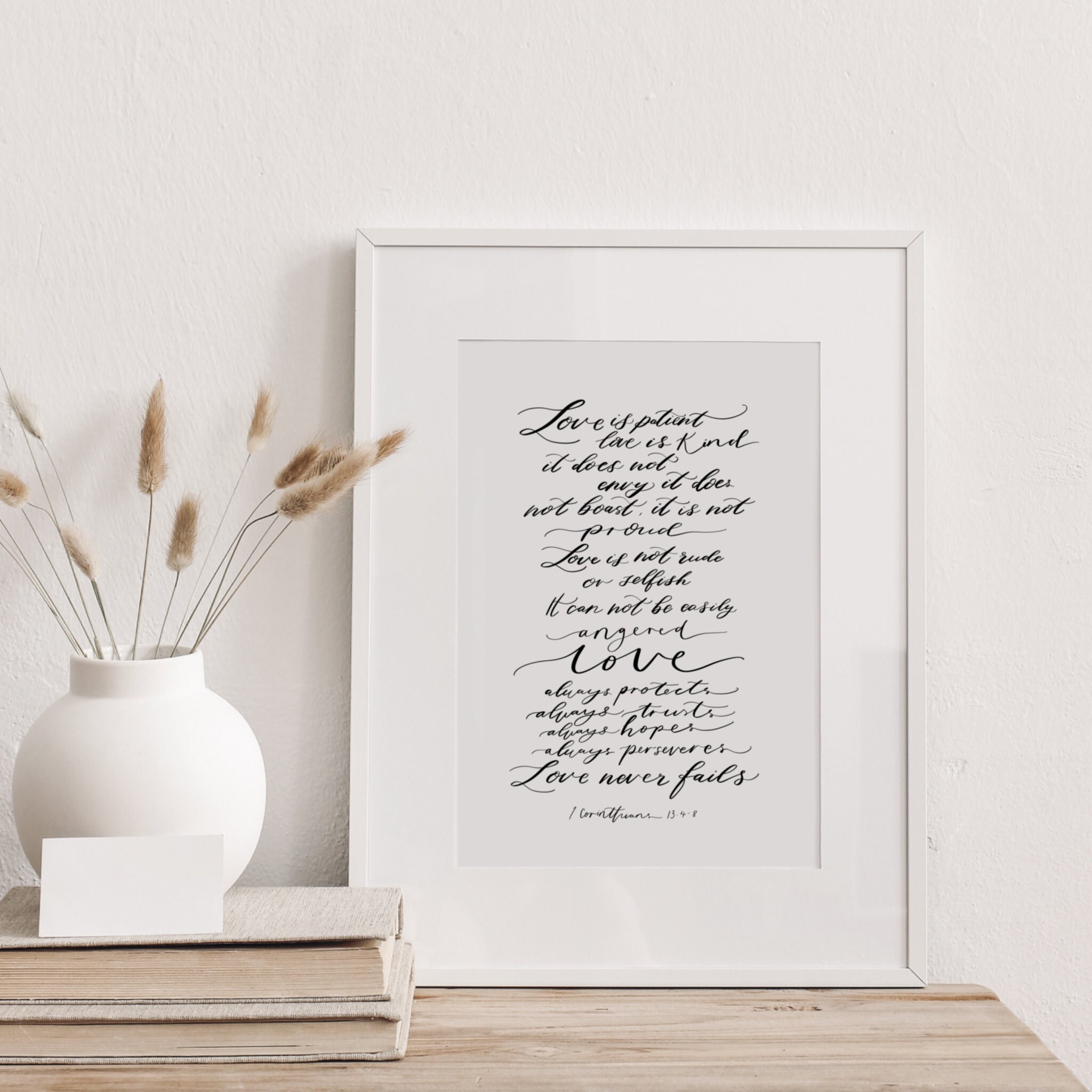 1 Corinthians 13 Love Print, Love Wall Art, Christian Print, Bible ...