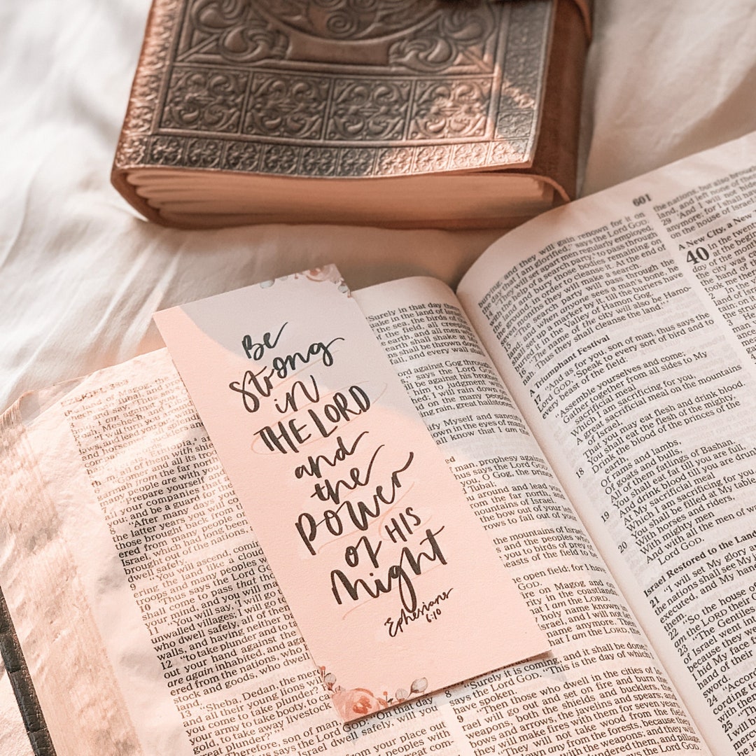 Scripture Embeded Bookmarks Individual, Christian Bookmark, Hand-lettered Bible Verse, Ephesians 6: ...