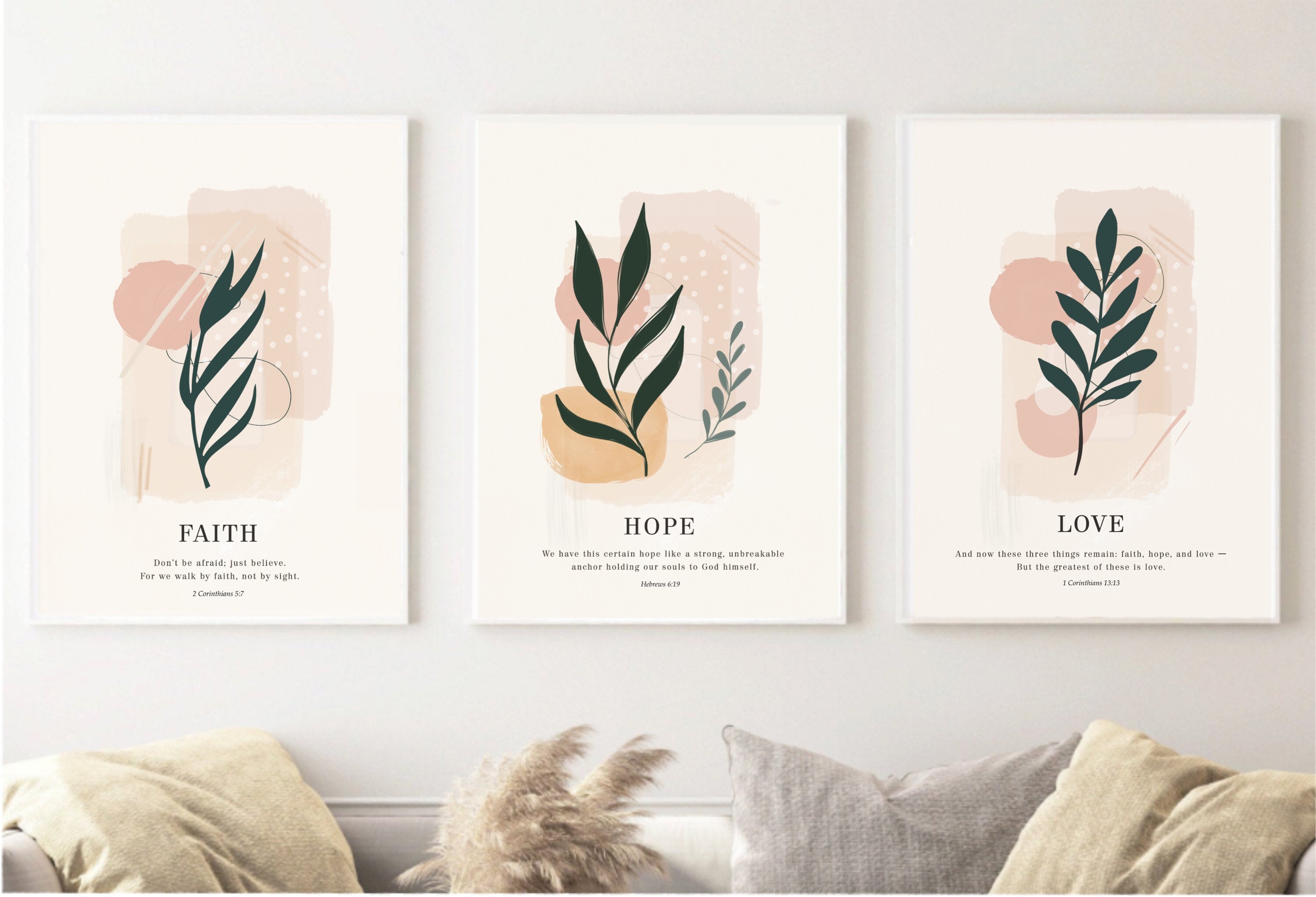 Faith Hope Love Bible Verse Wall Art Set of 3 Prints Living - Etsy