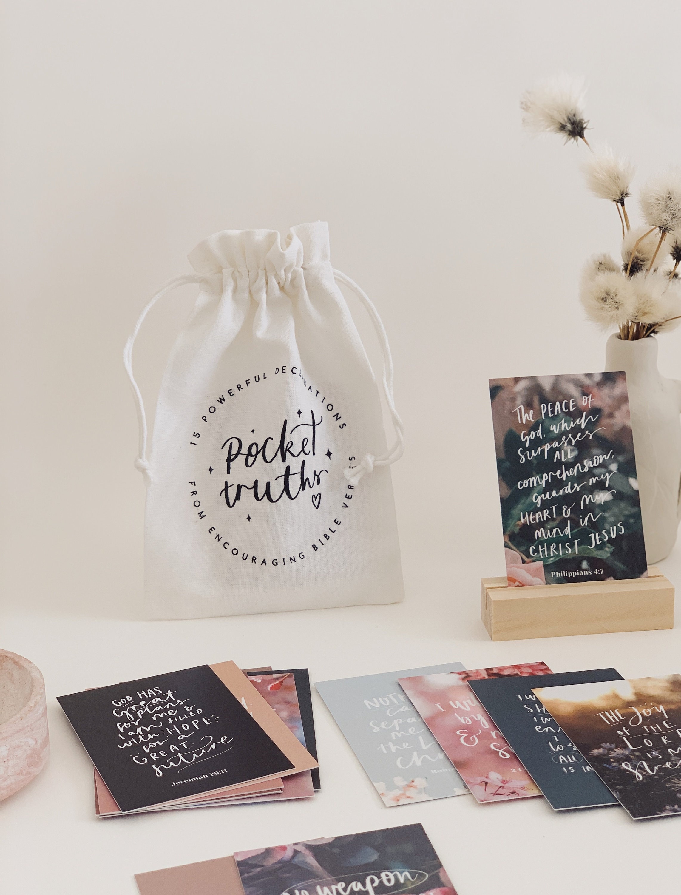 Scripture Affirmation Cards, Pocket Truths, 15 Scripture Based Declaration Cards, Gifts for Christian Women, Positive Affirmation cards