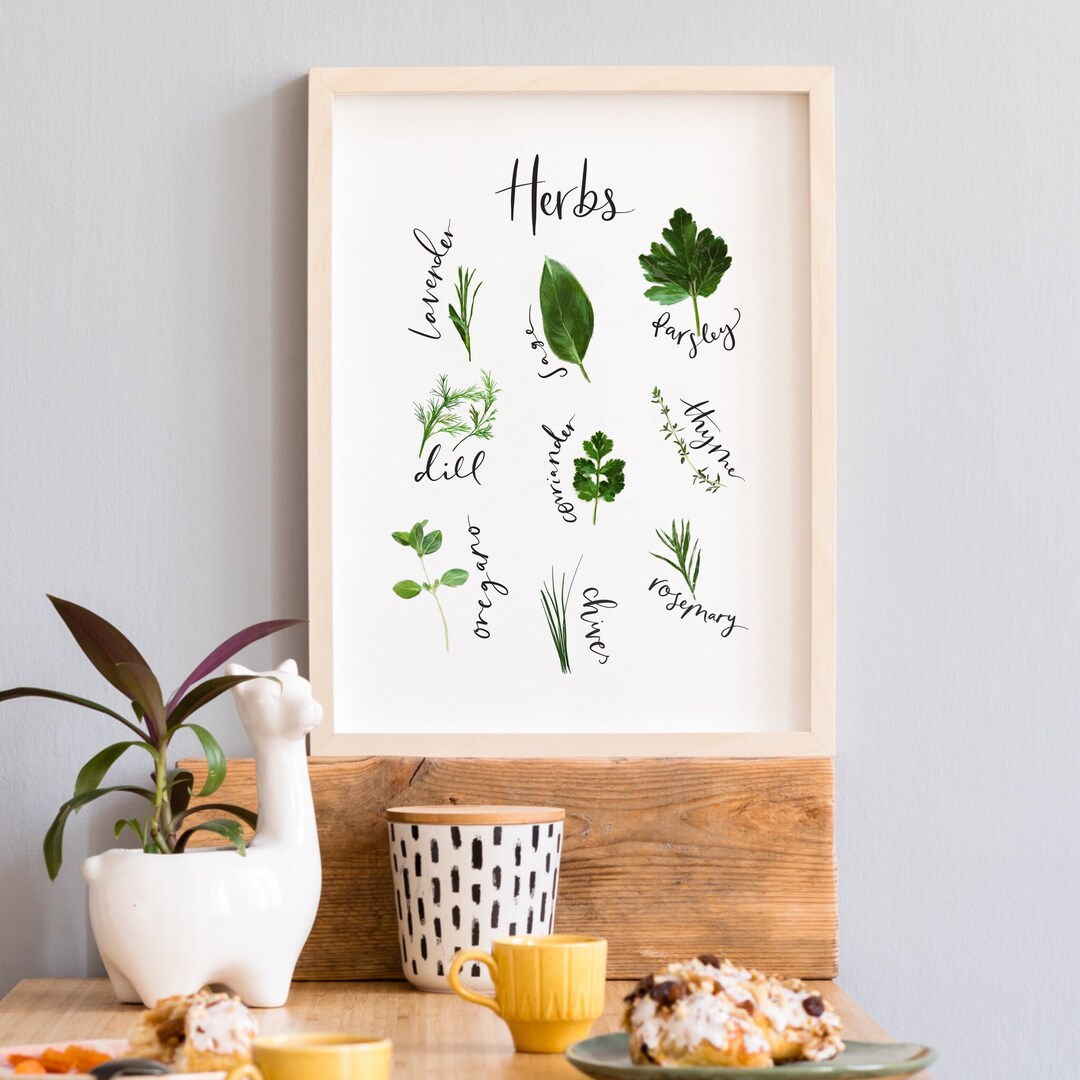 Herbs Print Wall Art for the Kitchen Herb Poster Print Kitchen Print ...