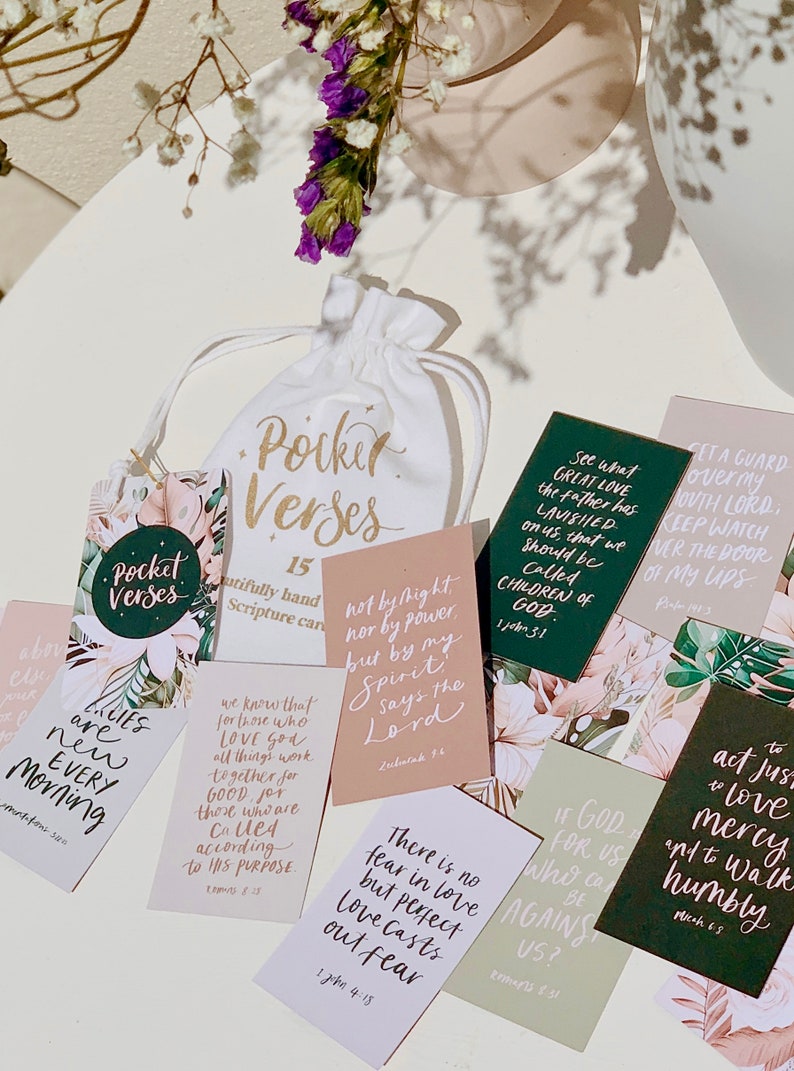 Bible Cards, Scripture Verse Cards, Pocket Verses, 15 Scripture Cards ...