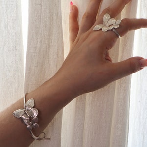 925 Silver Butterfly Bracelet, Dainty Silver Animal Bracelet, Art Deco Statement Bracelet, Minimalist Bridesmaid Silver Jewelry, Gifts Ideas image 1