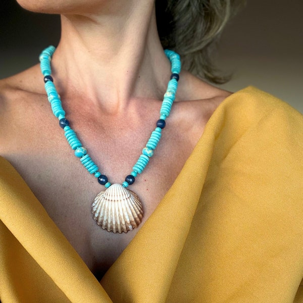 Turquoise & Seashell Necklace