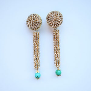 Boucles d'oreilles pendantes diamant : boucles d'oreilles lustre en pierre turquoise