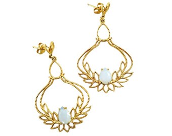 Gold Filled Dangle Flower Earrings, Lightweight Statement Earrings, Dainty Floral Drop Earrings, Nature Inspired Earrings, Wedding Earrings
