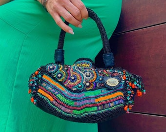 Luxury Handbag, Colorful Beaded Bag, Large Beadwork Handbag, Embroidery Bag, One of a kind Bag, Unique Bag, Evening Bag, Bags for Women