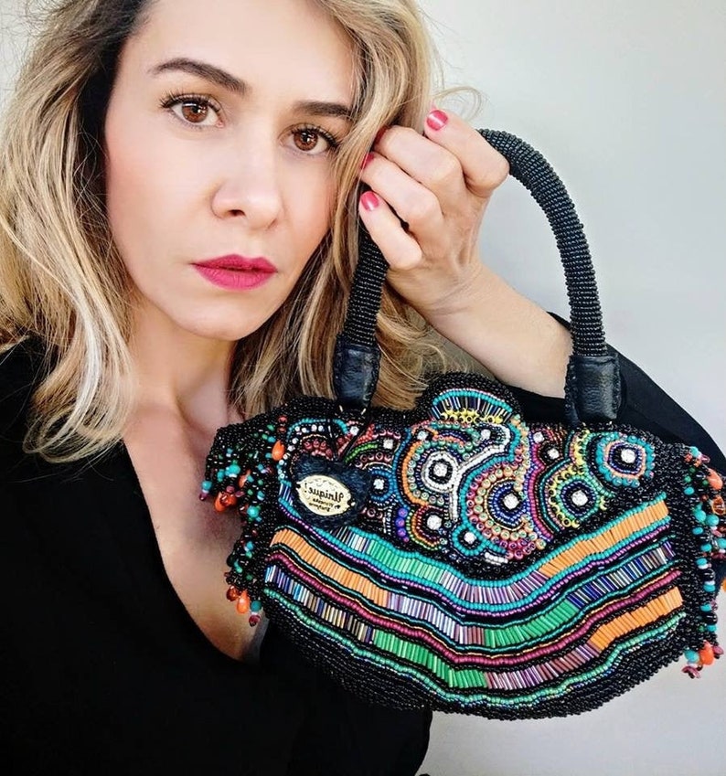 Clutch Bead Embroidery Bag Handmade Clutch Unique Clutch image 0