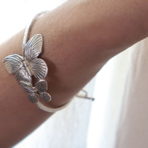 925 Silver Butterfly Bracelet, Dainty Silver Animal Bracelet, Art Deco Statement Bracelet, Minimalist Bridesmaid Silver Jewelry, Gifts Ideas image 2