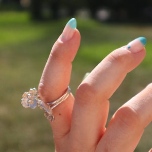 Dainty Sterling Silver Flower Ring, Unique Solid 925 Statement Ring, Minimalist Flower Ring, Wedding Silver Ring, Luxury Jewelry for Her image 5