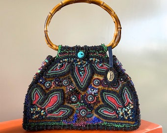 Unique Hand Embroidered Boho Bag, Luxury Handbag for Women, Beaded Embroidered Purse Bag, Large Beaded Handbag, Fashionable Colorful Bag