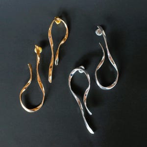 Asymmetrical Abstract Earrings: Mismatched Gold & Silver Hoops
