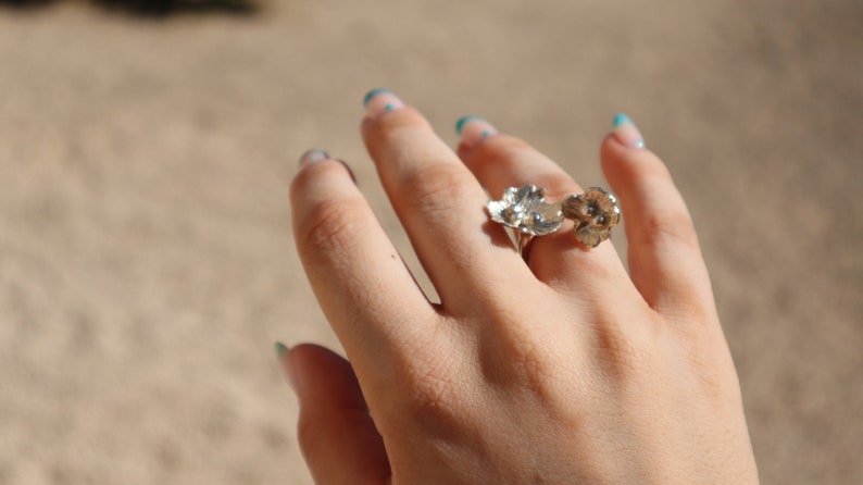 Dainty Sterling Silver Flower Ring, Unique Solid 925 Statement Ring, Minimalist Flower Ring, Wedding Silver Ring, Luxury Jewelry for Her image 6