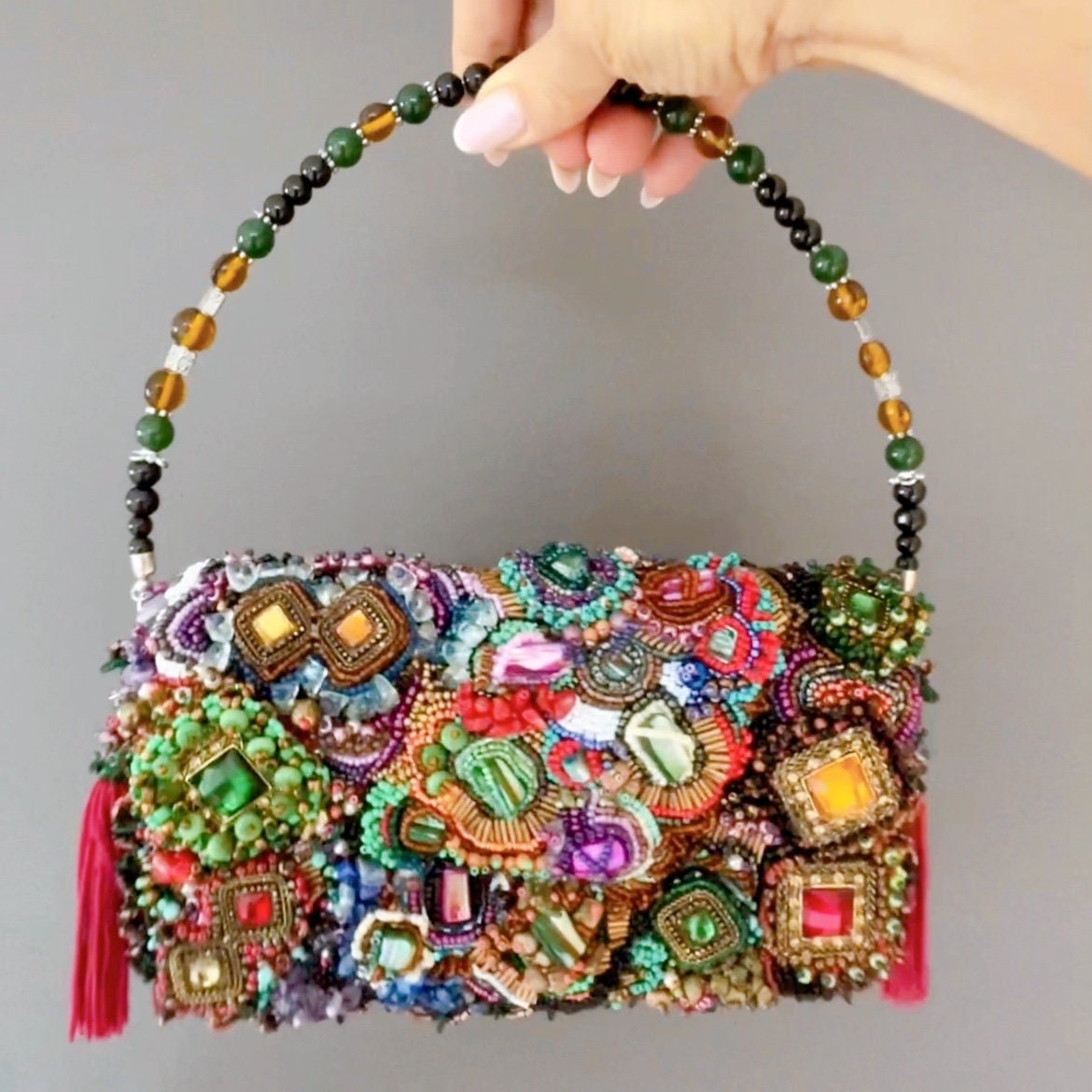 INCROYABLE CRAFT Blue Sling Bag Crystal Beaded Clutch Purse Prom & Wedding  Party Handbags for Women Multicolor - Price in India