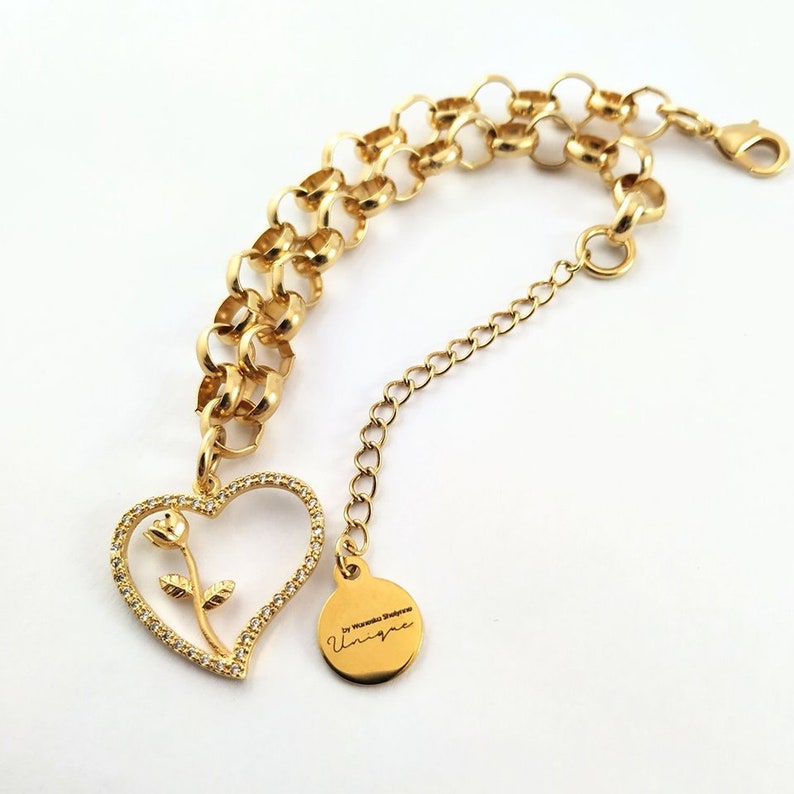 Bracelet 18k Gold  Filled Chain Gold Pendant Bracelet image 1