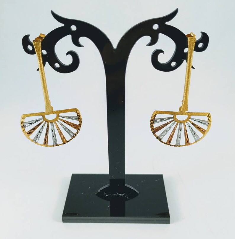 Gold Earring Brushed Earring Dangle and Drop Earring image 3