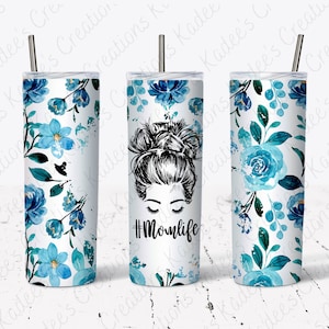 Straight 20oz Tumbler Digital Download Blue flower-#momlife
