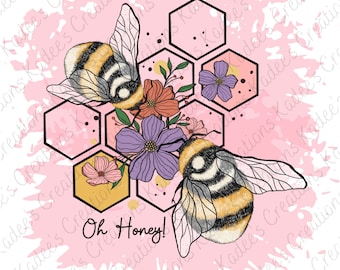 READY TO PRESS, Sublimation Transfer, Oh Honey, Bee Design, Print On Demand