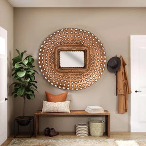 Peacock Feather Style Big Size Wooden Wall Mirror Frame For Exclusive Wall Décor