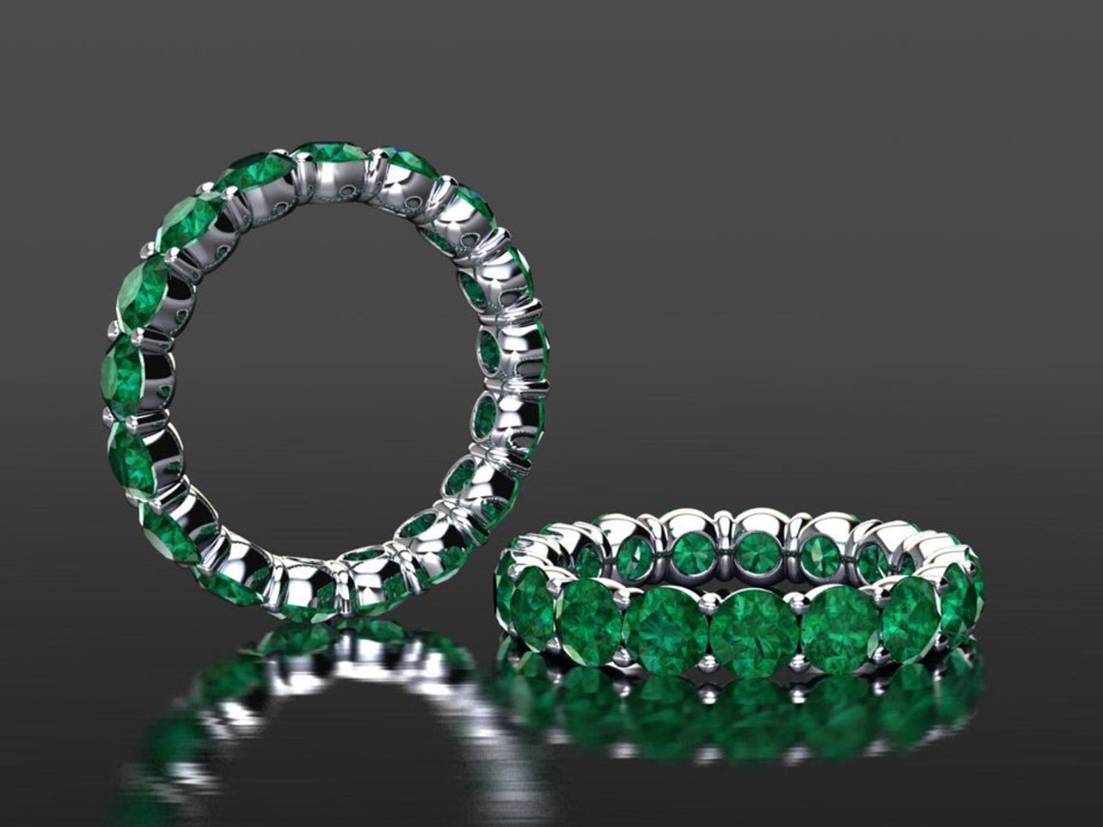 10/14/18 K Gold Emerald Eternity Band Emerald Wedding | Etsy