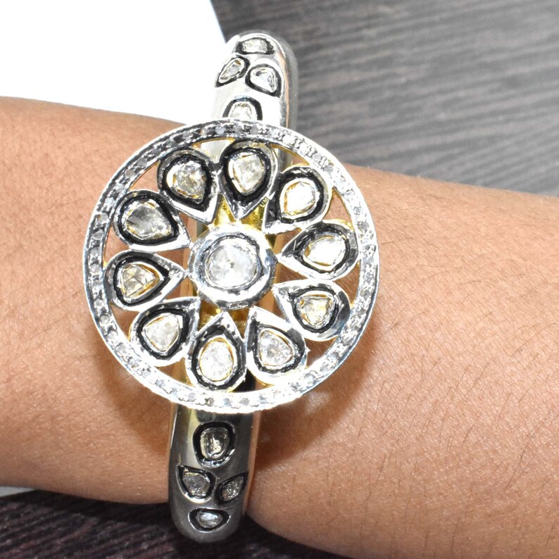 Victorian Ring Polki Jewelry Adjustable 925 Sterling Silver JUewelry Polki Diamond Flower Ring Polki Ring Diamond Ring Statement Ring