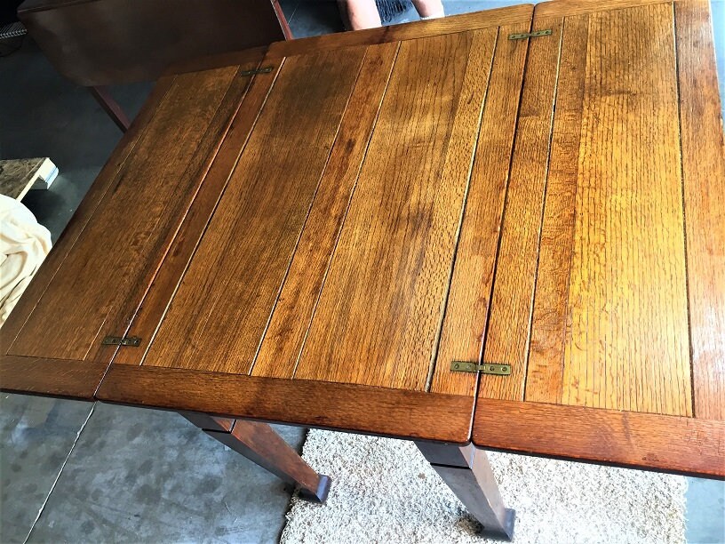 Beautiful Antique Solid Oak Folding Table Etsy