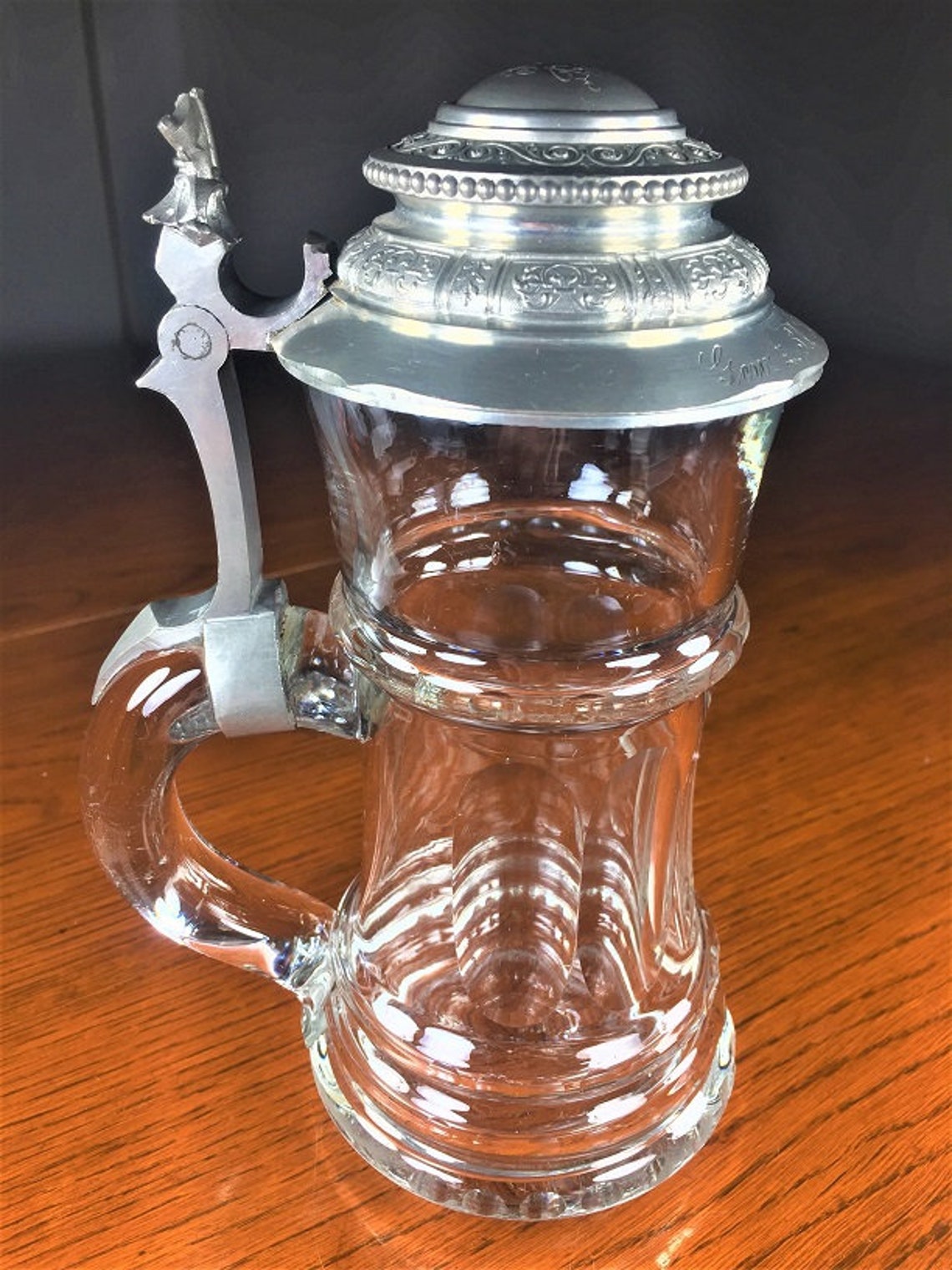 Antique Glass Beer Stein With Victorian Pewter Lid 1/2 Liter Etsy UK